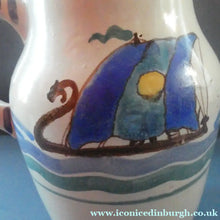 Load image into Gallery viewer, Vintage HONITON POTTERY Stoneware Jug with Hand Painted Viking Galleon Design on Each Side
