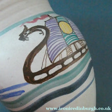 Load image into Gallery viewer, Vintage HONITON POTTERY Stoneware Jug with Hand Painted Viking Galleon Design on Each Side
