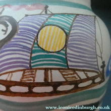 Load image into Gallery viewer, Vintage HONITON POTTERY Stoneware Jug with Hand Painted Viking Galleon Design on Each Side
