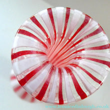 Load image into Gallery viewer, ITALIAN "A Canne" Decanter Red and White Stripes Bottle Vase. Attributed to Fratello Toso. 17 3/4 inches
