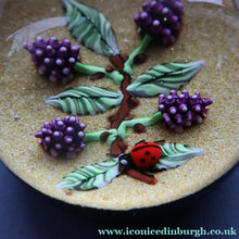 Load image into Gallery viewer, Vintage LIMITED EDITION 1990 Caithness Glass Paperweight. Entitled "Blackberries and Ladybird" by William Manson
