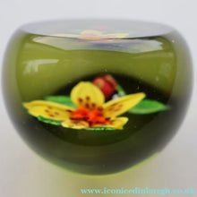 Load image into Gallery viewer, Vintage LIMITED EDITION 1991 Caithness Glass Paperweight. Entitled "Lily and Ladybird" by William Manson
