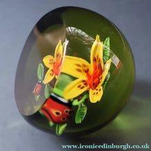 Load image into Gallery viewer, Vintage LIMITED EDITION 1991 Caithness Glass Paperweight. Entitled "Lily and Ladybird" by William Manson
