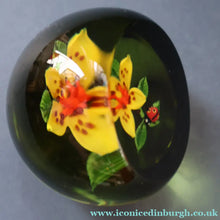 Load image into Gallery viewer, Vintage LIMITED EDITION 1991 Caithness Glass Paperweight. Entitled "Lily and Ladybird" by William Manson
