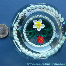 Load image into Gallery viewer, Vintage LIMITED EDITION Caithness Glass Paperweight: Signed Strawberry Blossom by William Manson

