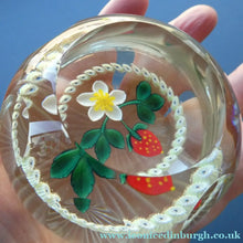 Load image into Gallery viewer, Vintage LIMITED EDITION Caithness Glass Paperweight: Signed Strawberry Blossom by William Manson
