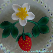 Load image into Gallery viewer, Vintage LIMITED EDITION Caithness Glass Paperweight: Signed Strawberry Blossom by William Manson
