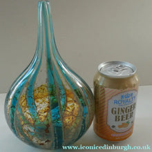 Load image into Gallery viewer, Vintage Maltese Mdina Crysal Blue Stripe LOLLIPOP Vase. 8 inches High
