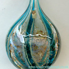 Load image into Gallery viewer, Vintage Maltese Mdina Crysal Blue Stripe LOLLIPOP Vase. 8 inches High
