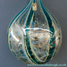 Load image into Gallery viewer, Vintage Maltese Mdina Crysal Blue Stripe LOLLIPOP Vase. 8 inches High
