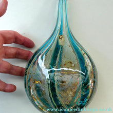 Load image into Gallery viewer, Vintage Maltese Mdina Crysal Blue Stripe LOLLIPOP Vase. 8 inches High
