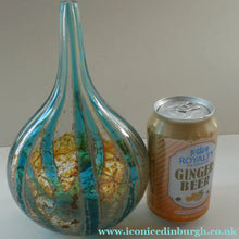 Load image into Gallery viewer, Vintage Maltese Mdina Crysal Blue Stripe LOLLIPOP Vase. 8 inches High

