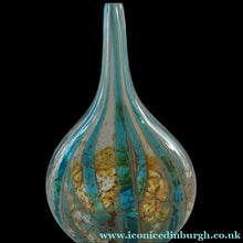 Load image into Gallery viewer, Vintage Maltese Mdina Crysal Blue Stripe LOLLIPOP Vase. 8 inches High
