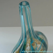 Load image into Gallery viewer, Vintage Maltese Mdina Crysal Blue Stripe LOLLIPOP Vase. 8 inches High
