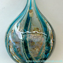 Load image into Gallery viewer, Vintage Maltese Mdina Crysal Blue Stripe LOLLIPOP Vase. 8 inches High

