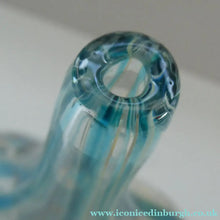 Load image into Gallery viewer, Vintage Maltese Mdina Crysal Blue Stripe LOLLIPOP Vase. 8 inches High
