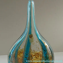 Load image into Gallery viewer, Vintage Maltese Mdina Crysal Blue Stripe LOLLIPOP Vase. 8 inches High
