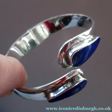 Load image into Gallery viewer, Vintage 925 Sterling Silver Bracelet with Lapis Lazuli Inset Decorations
