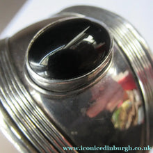 Load image into Gallery viewer, Vintage 925 Silver Cuff Bracelet with Onyx Cabochon Mexican
