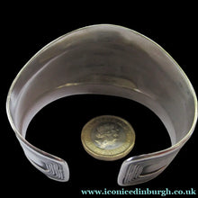 Load image into Gallery viewer, Vintage 925 Silver Cuff Bracelet with Onyx Cabochon Mexican
