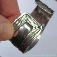 Load image into Gallery viewer, Vintage 925 Silver Cuff Bracelet with Onyx Cabochon Mexican
