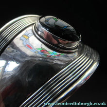 Load image into Gallery viewer, Vintage 925 Silver Cuff Bracelet with Onyx Cabochon Mexican
