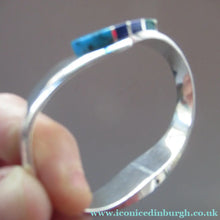 Load image into Gallery viewer, Vintage Mexican Taxco 925 Sterling Silver Bracelet Bangle with Coloured Agate Stones 
