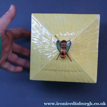 Load image into Gallery viewer, Vintage Mid-Century Continental Honey Pot or Box with Bee Finial on the Lid
