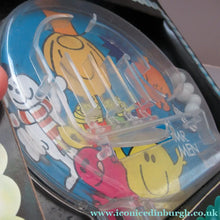 Load image into Gallery viewer, Vintage Miniature Child's Portable Pinball Toy. Marx Product Featuring the Mr Men
