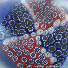 Load image into Gallery viewer, MURANO Faceted Paperweight with Double Overlay &amp; Internal Millefiori Floating Layer
