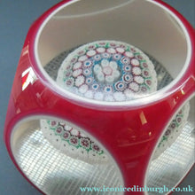 Load image into Gallery viewer, LARGE Vintage MURANO Faceted Paperweight with Double Overlay &amp; Internal Millefiori Floating Mushroom
