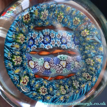 Load image into Gallery viewer, Fine MAGNUM Vintage MURANO Closepack Paperweight with Intricate Millefiori Canes and Three Long Red Latticino Canes
