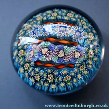 Load image into Gallery viewer, Fine MAGNUM Vintage MURANO Closepack Paperweight with Intricate Millefiori Canes and Three Long Red Latticino Canes
