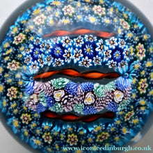 Load image into Gallery viewer, Fine MAGNUM Vintage MURANO Closepack Paperweight with Intricate Millefiori Canes and Three Long Red Latticino Canes
