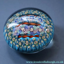 Load image into Gallery viewer, Fine MAGNUM Vintage MURANO Closepack Paperweight with Intricate Millefiori Canes and Three Long Red Latticino Canes
