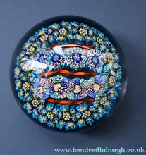 Load image into Gallery viewer, Fine MAGNUM Vintage MURANO Closepack Paperweight with Intricate Millefiori Canes and Three Long Red Latticino Canes
