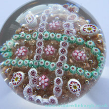Load image into Gallery viewer, Vintage Murano Italian Glass Paperweight with Gold Aventurine and Millefiori
