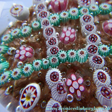 Load image into Gallery viewer, Vintage Murano Italian Glass Paperweight with Gold Aventurine and Millefiori
