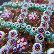 Load image into Gallery viewer, Vintage Murano Italian Glass Paperweight with Gold Aventurine and Millefiori
