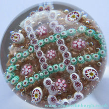 Load image into Gallery viewer, Vintage Murano Italian Glass Paperweight with Gold Aventurine and Millefiori
