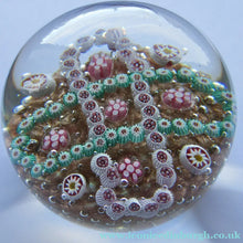 Load image into Gallery viewer, Vintage Murano Italian Glass Paperweight with Gold Aventurine and Millefiori
