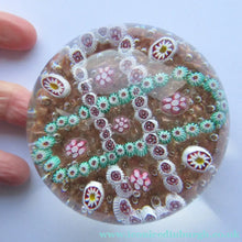 Load image into Gallery viewer, Vintage Murano Italian Glass Paperweight with Gold Aventurine and Millefiori
