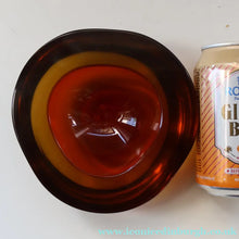 Load image into Gallery viewer, Vintage Murano Glass Triangular Amber and Golden Amber Sommerso GEODE Bowl
