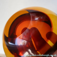 Load image into Gallery viewer, Vintage Murano Glass Triangular Amber and Golden Amber Sommerso GEODE Bowl
