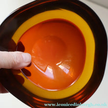 Load image into Gallery viewer, Vintage Murano Glass Triangular Amber and Golden Amber Sommerso GEODE Bowl
