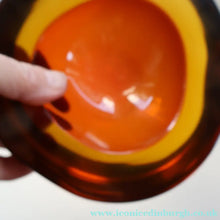 Load image into Gallery viewer, Vintage Murano Glass Triangular Amber and Golden Amber Sommerso GEODE Bowl
