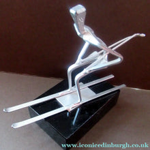 Load image into Gallery viewer, Scottish Horseshoe Nail Sculpture of a Skiing Man
