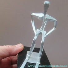 Load image into Gallery viewer, Scottish Horseshoe Nail Sculpture of a Skiing Man
