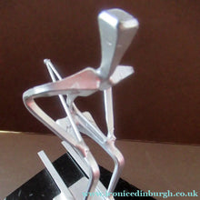 Load image into Gallery viewer, Scottish Horseshoe Nail Sculpture of a Skiing Man
