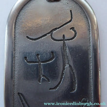 Load image into Gallery viewer, Vintage Norwegian Pewter Pendant Cave Carving Images
